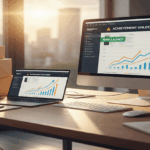 New launch product rising graph display on screen