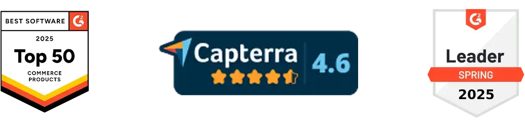 Customer reviews for Trustpilot, G2 Leader 2025, and Capterra review badges with high star ratings.