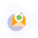 An inbox icon with right mark