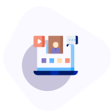 Images, video icon, and rating stars for ecommerce management